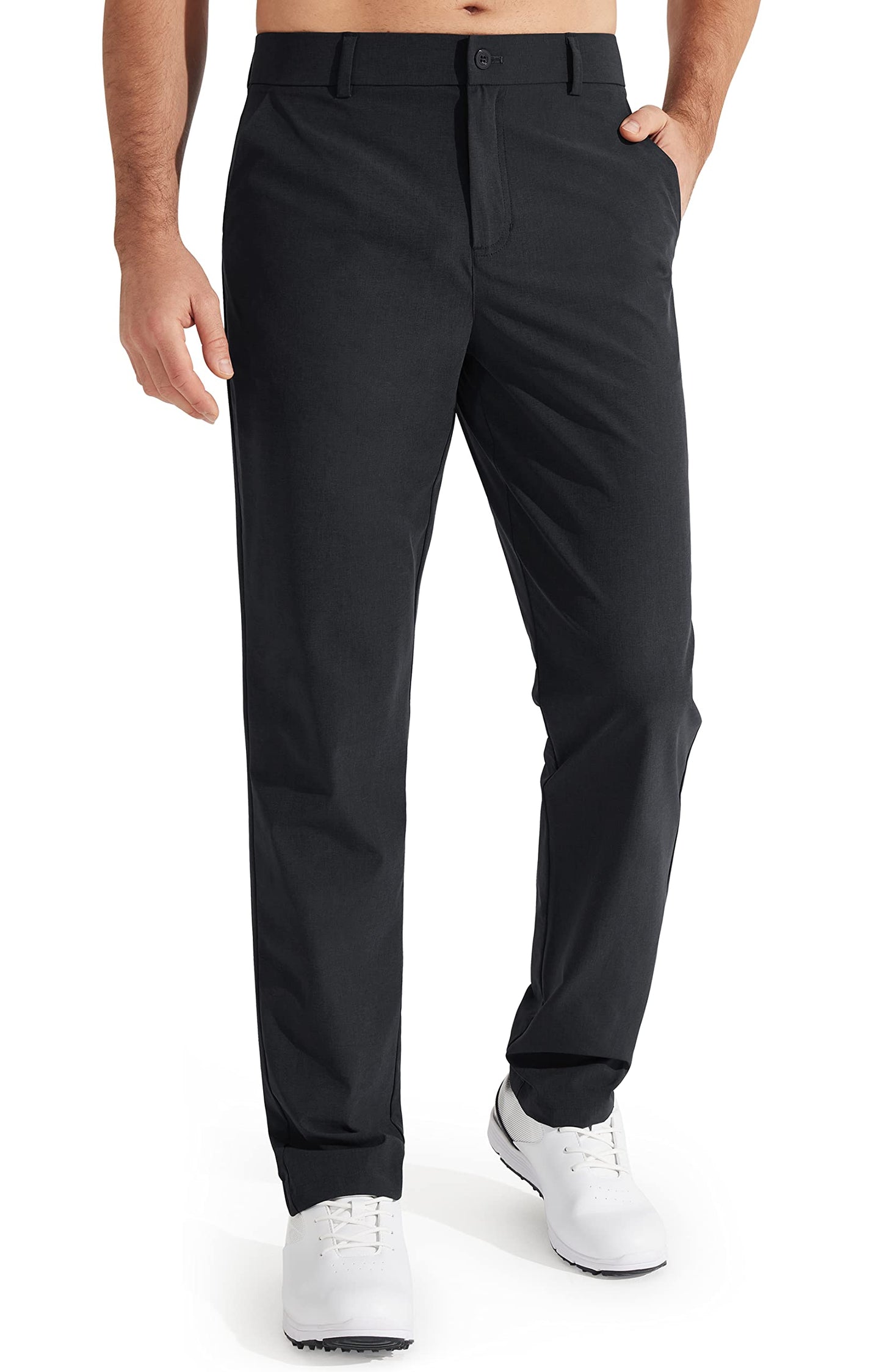 Libin Mens Golf Pants Stretch Work Dress Pants 30" Quick Dry Lightweight Business Casual Pant for Men Comfy, Black, 34W x 30L