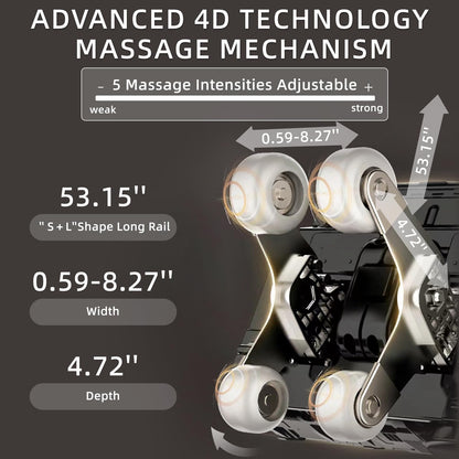 MassaMAX 4D Massage Chair - 2025 Full Body Massage Chair with Zero Gravity, Extended Footrest, SL Track, Yoga Stretch, Foot Rollers, and Heating Comfort with Mat & Cover (White)