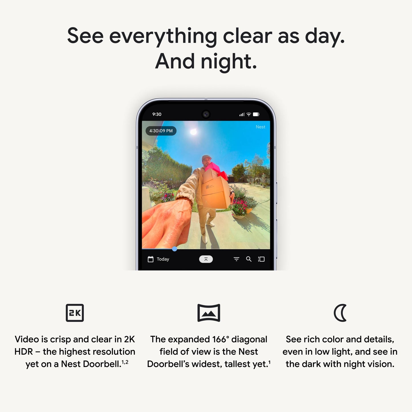 Google Nest Doorbell (Wired, 3rd Gen) - 2K Video and Gemini, Live View, Night Vision, 2-Way Audio - Works with Google Home - 2025 Model - Hazel