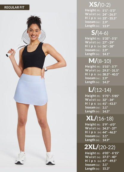 baleaf Pleated Tennis Skirt Skorts Skirts for Woman High Waisted Lightweight Athletic Golf Workout with Shorts Pockets Snow Blue Medium