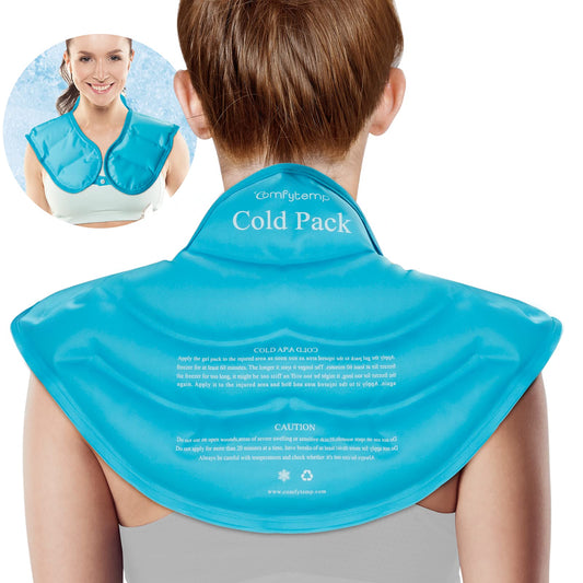 Comfytemp Ice Pack for Neck Shoulders, FSA HSA Approved, Large Gel Neck Shoulder Ice Pack, Reusable Cold Neck Ice Pack Wrap for Upper Back Pain Relief, Cold Compress Therapy for Rotator Cuff Injuries