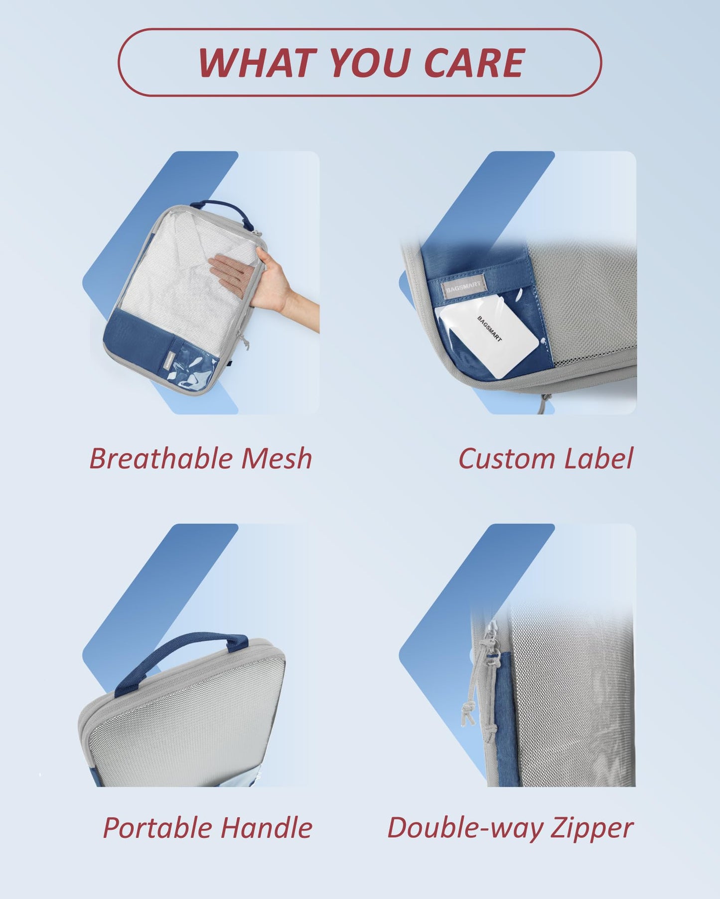 BAGSMART 6 Set Compression Packing Cubes for Travel, Lightweight Vacation Travel Essentials for Men, Travel Accessories for Suitcase Organizer Bags Set, Durable Luggage Organizer Travel Bags