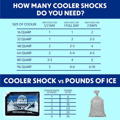 Cooler Shock Ice Packs for Cooler - Long Lasting Reusable Freezer Packs for Coolers - Cooler Ice Packs for Camping Gear, Fishing, Road Trips, Beach Must Haves, Large