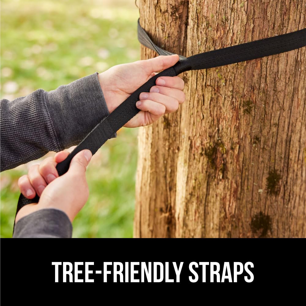 GORILLA GRIP Durable Camping Hammock with Heavy Duty Tree Straps, Portable Hammocks for Outside, Easy to Use Travel Swing Chair, Outdoor Camper Hiker Essentials, Backpacking Gear Gifts, Double, Green