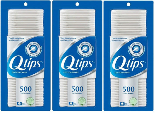 Q-tips Cotton Swabs, 500 Count (Pack of 3)