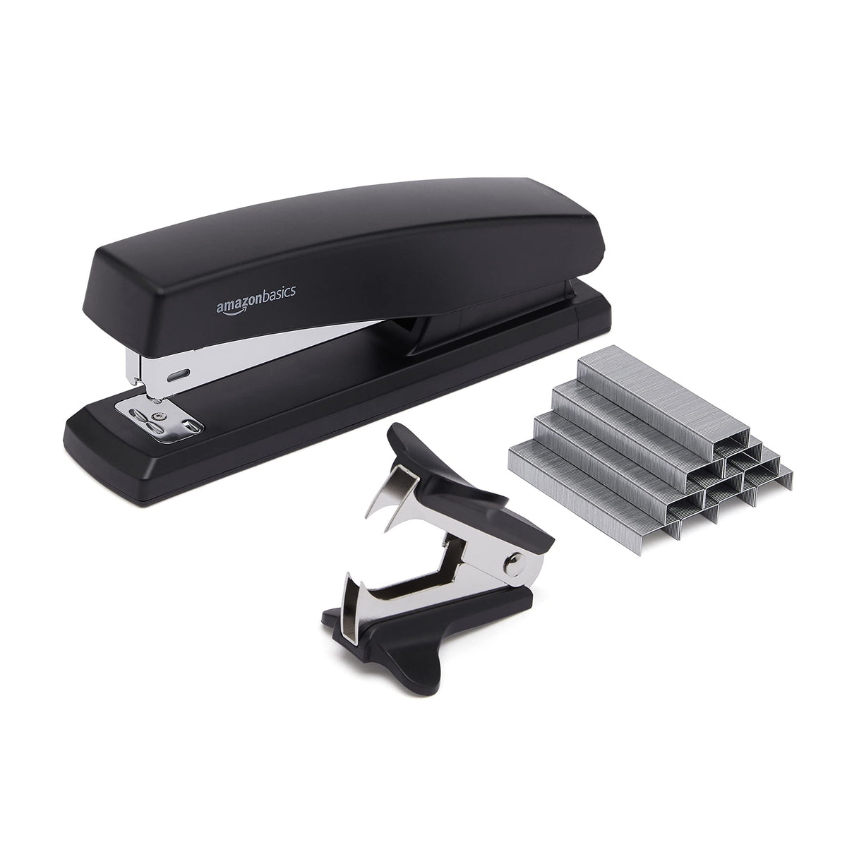 Amazon Basics Stapler Value Pack Including Staples and Staple Remover, 3-Pack, Black