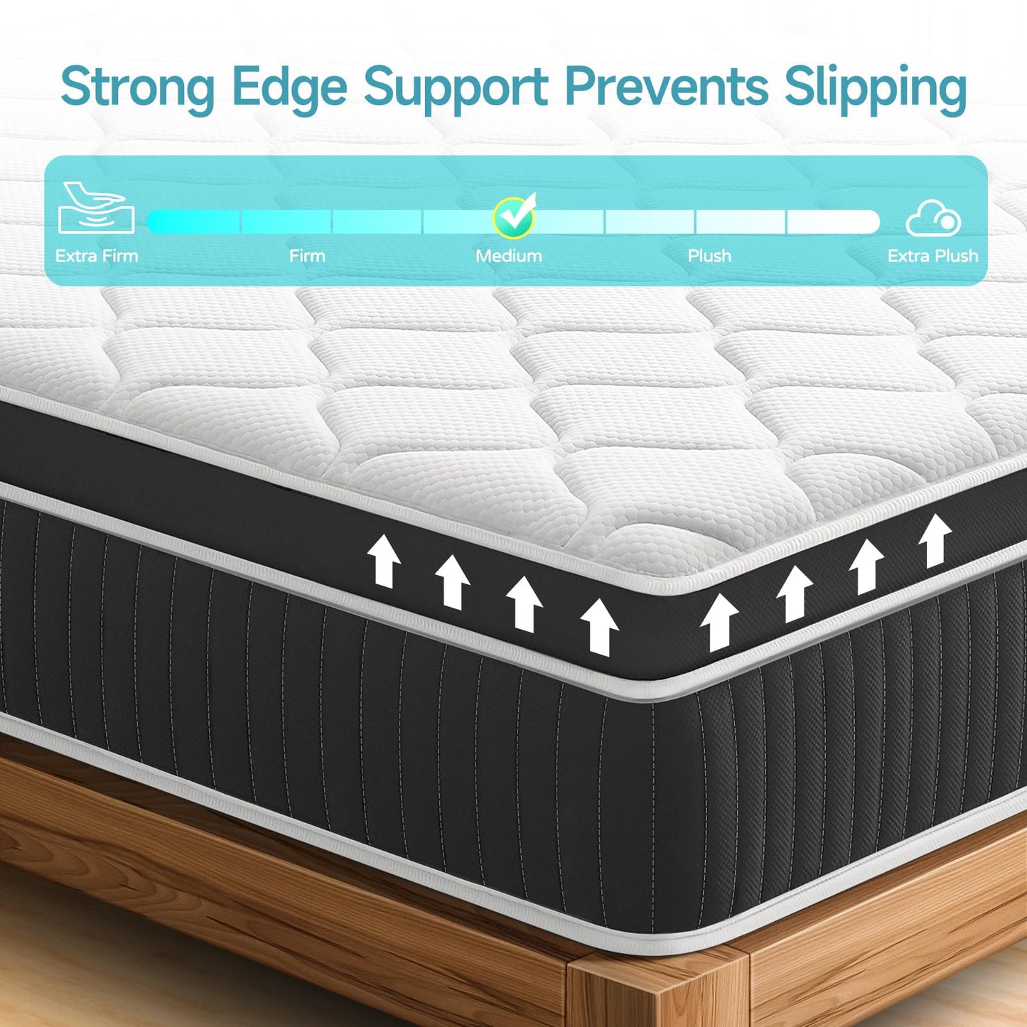 SIMARTH 14 Inch Queen Mattress, Upgrade Strengthen Queen Size Hybrid Mattresses in a Box, Gel Memory Foam Queen Mattress with Motion Isolation & Pressure Relief, Strong Edge Support, Medium Firm