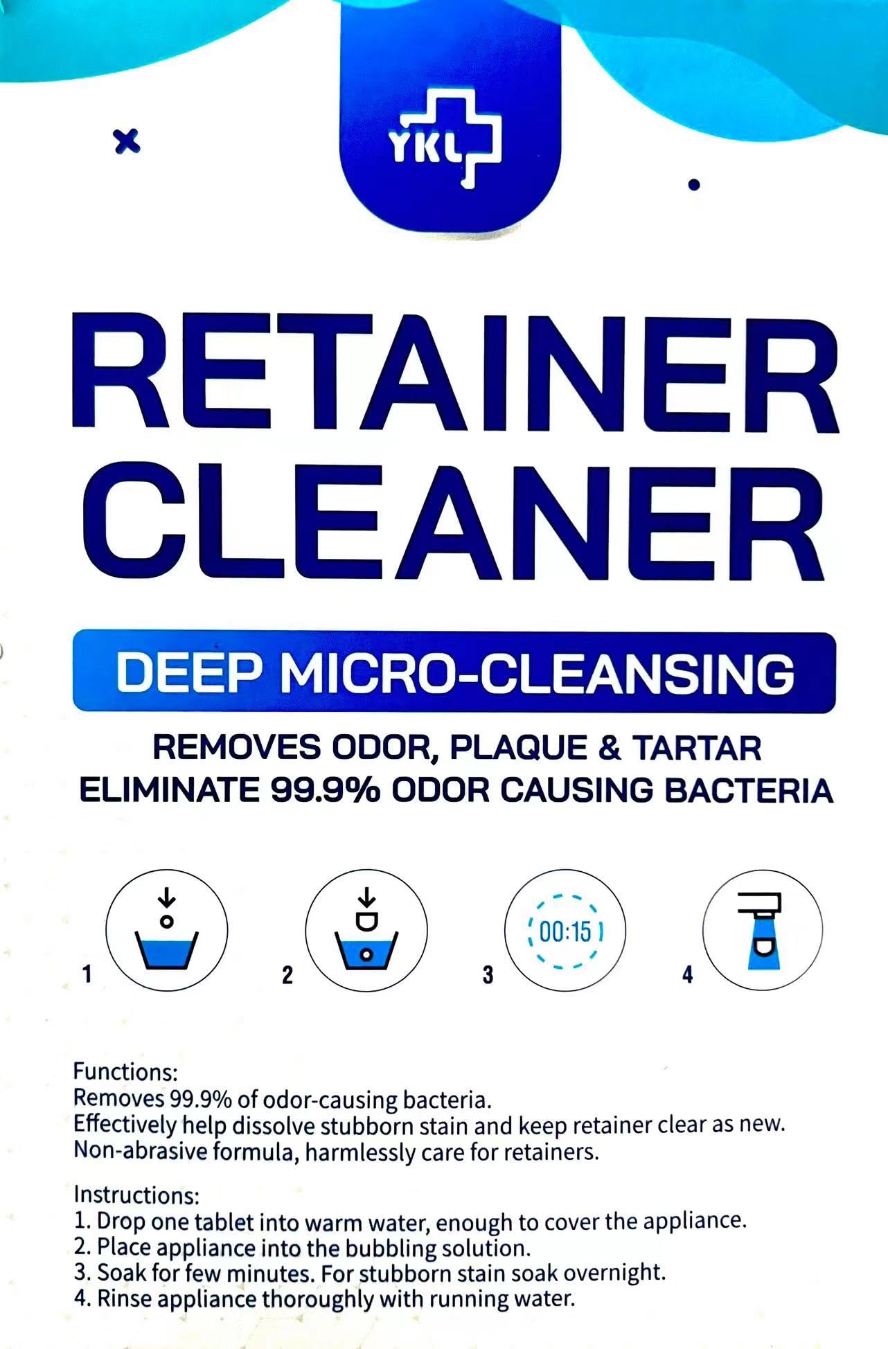 Retainer & Denture Cleaner Tablets - 4 Months Supply (120 pcs) Dental Retainers for Aligner - Mouth & Night Guards - False Teeth Whitening - Removes Odor & Plaque (120 Pcs)