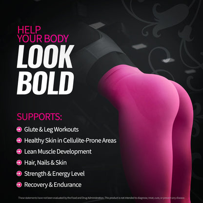 Bold Buns Creatine for Women – Booty Builder Supplement with Collagen & BCAA – Supports Muscle Development, Post-Workout Recovery, Skin Elasticity, Healthy Hair & Nail | Unflavored – 30 Servings