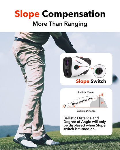 REDTIGER Golf Rangefinder with Slope, 1200 Yards Laser Range Finder Golfing, 7X Magnification, Flag Pole Locking Vibration, Rechargeable Range Finders with Magnet Stripe, GolfVue Series 1