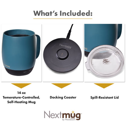 Nextmug - Temperature-Controlled, Self-Heating Coffee Mug (Slate Blue - 14 oz.)