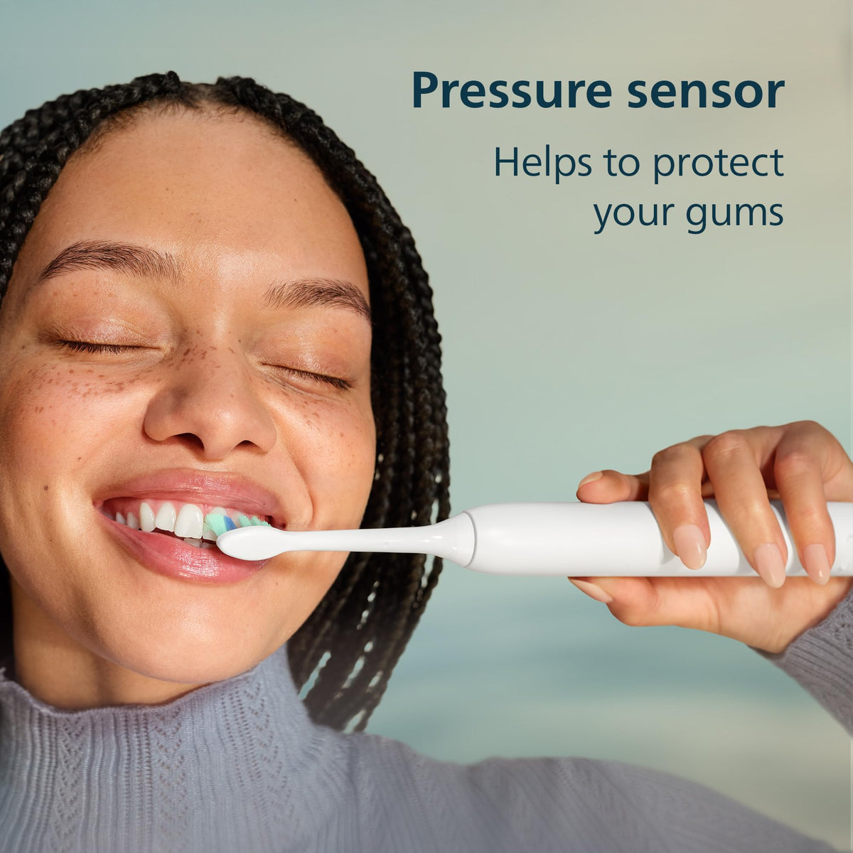 Philips Sonicare 4100 Series Electric Toothbrush - Sonic Toothbrush with Advanced Sonic Technology, Pressure Sensor, Two Intensity Settings, Smartimer & Quadpacer, Black, Model HX3681/24