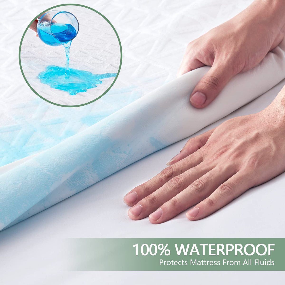 Premium 100% Waterproof Mattress Protector Queen Size, Breathable Bed Cover 3D Air Fabric Cooling Mattress Pad Cover Smooth Soft Noiseless Washable, 8''-21'' Deep Pocket
