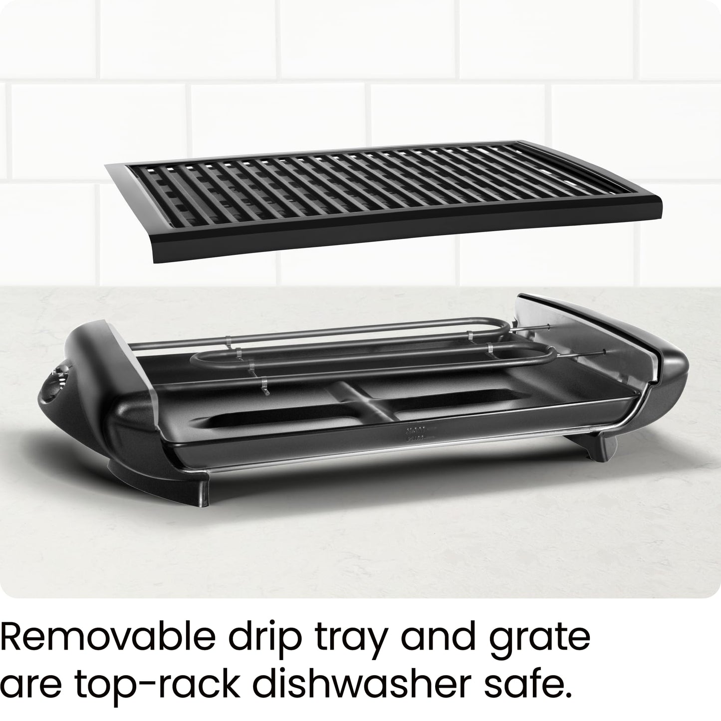 Chefman Electric Smokeless Indoor Grill w/ Non-Stick Cooking Surface & Adjustable Temperature Knob from Warm to Sear for Customized BBQing, Dishwasher Safe Removable Water Tray, Black