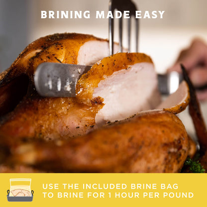 Fire & Flavor Lemon Pepper Turkey Perfect Brine - Turkey Brine Kit with Bag for Roasting, Grilling, Smoking, and Frying - Brining Seasonings for Cooking and Turkey Brine Bag - Turkey Brine and Rub Kit
