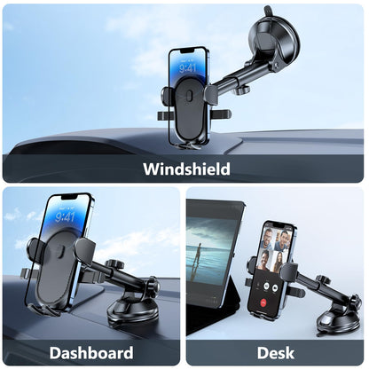 Miracase Car Phone Holder, Phone Holders for Your Car with Suction Cup Base, Universal Powerful Suction Cell Phone Car Mount for Dashboard, Automobile Phone Mount Car for iPhone Samsung Smartphones