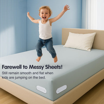 Eastappli Upgrade Bed Sheet Holders for Corners, Lock Sheet Holders, 4Pcs Fitted Sheet Holders Keep Sheets Firm & Tight,Durable Heavy Duty Bed Sheet Clips, Sheet Locks, Fit All Mattress Easy Install