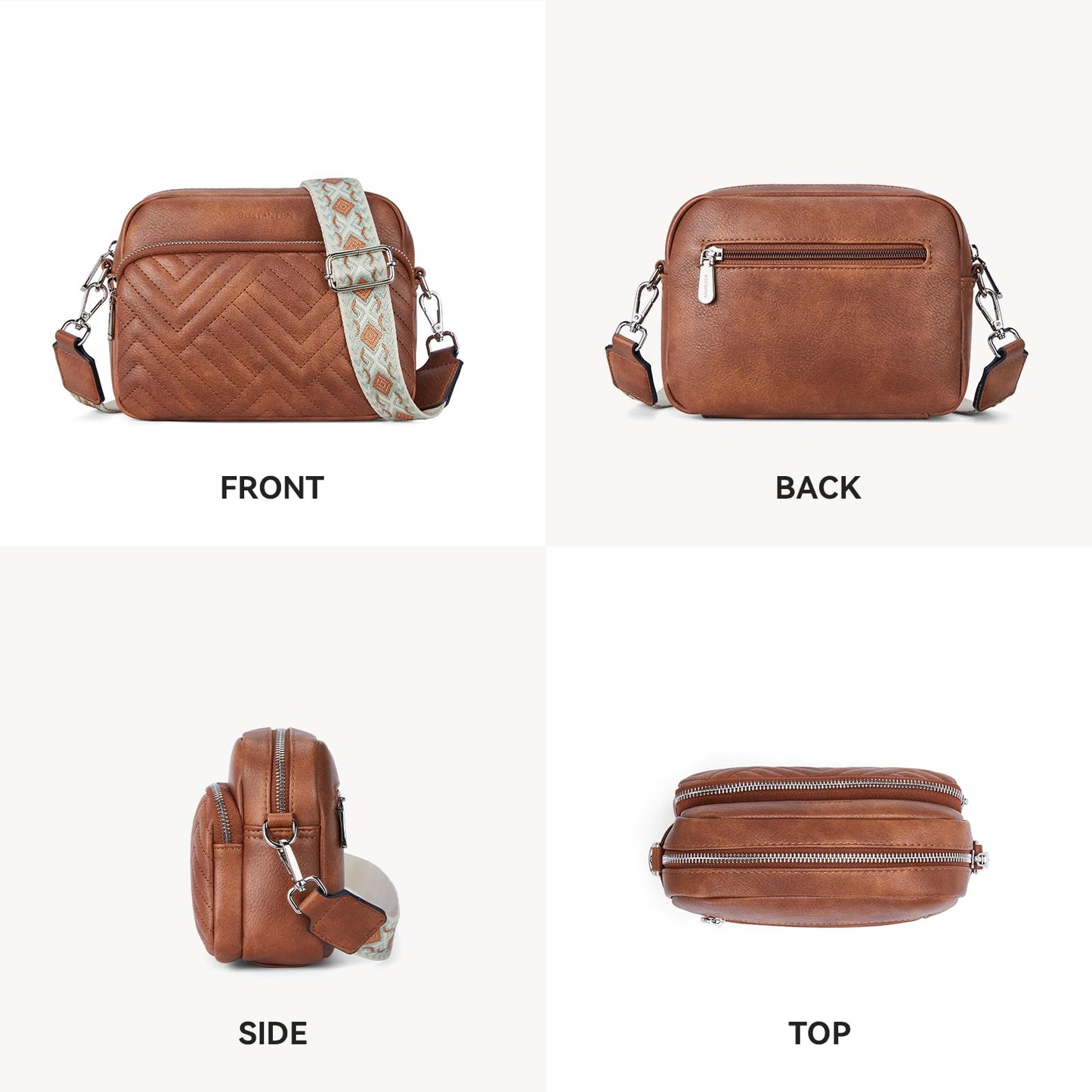 BOSTANTEN Quilted Crossbody Bags for Women Vegan Leather Purses Small Shoulder Handbags with Wide Strap