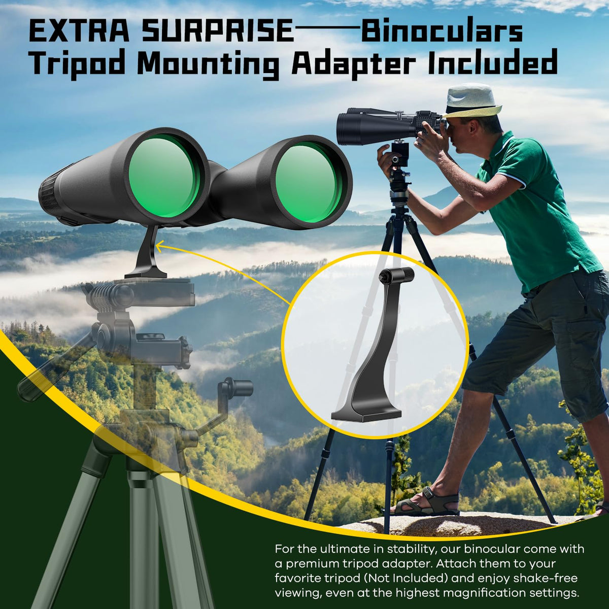 15-35x80 Astronomy Binoculars for Adults, High Powered 35x Zoom HD for Stargazing & Bird Watching, Waterproof Binocular with Tripod Adapter, Ideal Essentials for Cruise Ship, Travel, Camping, Hunting