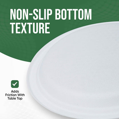 TaidMiao Paper Plates 9 Inches, 100 Pack Disposable Plates For Party – 100% Compostable Plates, Water & Oil Proof Paper Plates, Microwavable Paper Plates Bulk - White