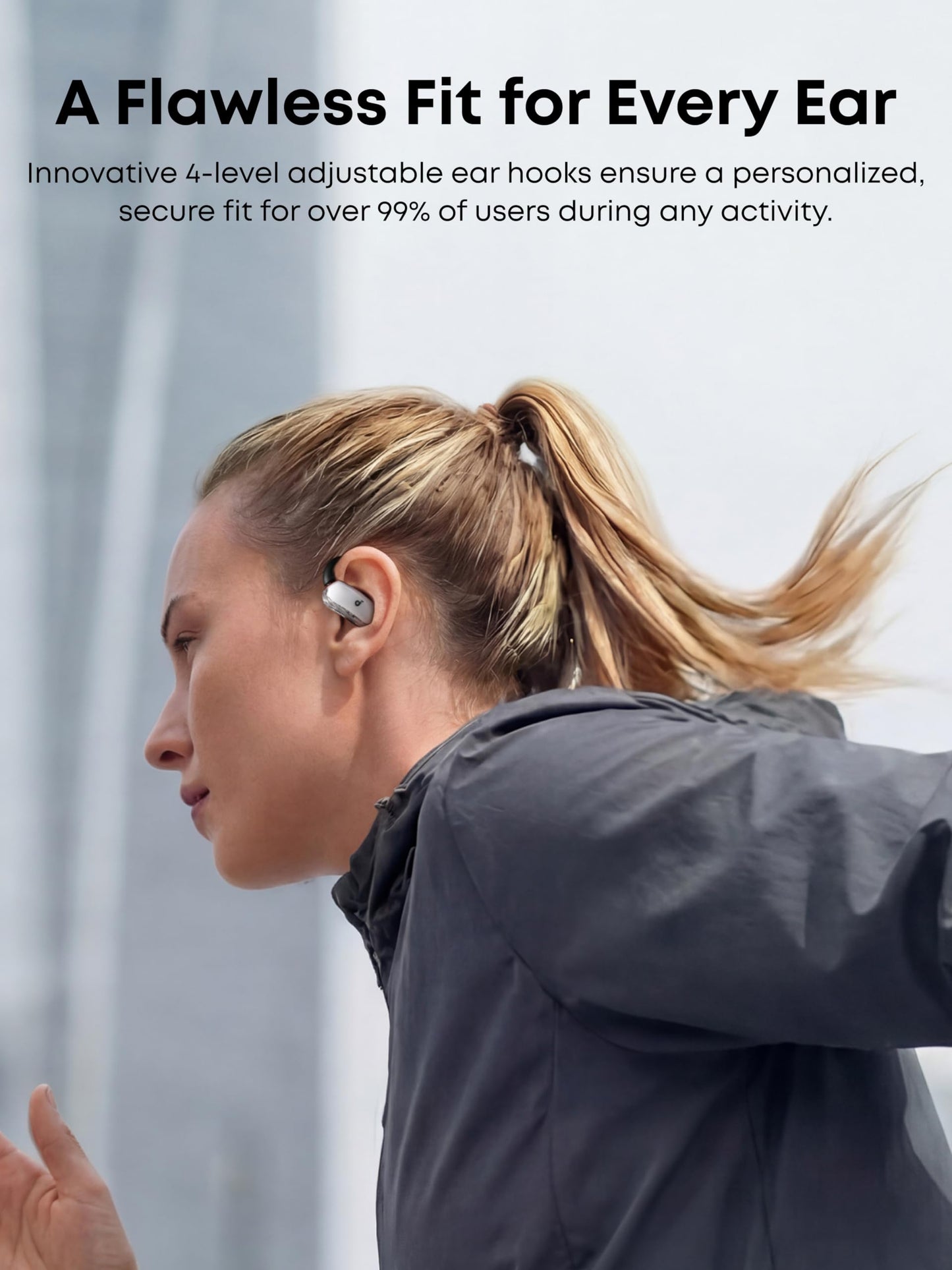 Soundcore V40i by Anker, Open-Ear Headphones, Clear Design, Lidless Case, 4 Adjustable Positions for Every Ear Size, Richer Bass, IP55, 21H Playtime, AI Clear Calls, Bluetooth 5.4, App Control