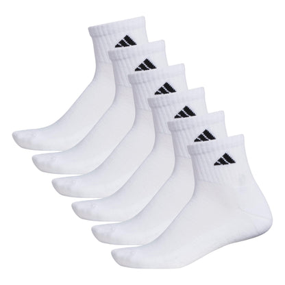 adidas 6-Pack, Athletic Cushioned Quarter Ankle Socks for Men with Arch Support, White/Black, Large