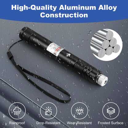 Damflew Green Laser Pointer High Power Pen - Long Range Rechargeable Laser Beam, USB Charging for Hiking, Presentations & Outdoor Use (Professional-Grade Green Light)