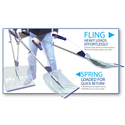 Snow Joe SJ-SHLV02 Shovelution Ergonomic Snow Shovel, 18-Inch Poly Shovel Blade, Spring-Assist Handle with D-Ring Grips