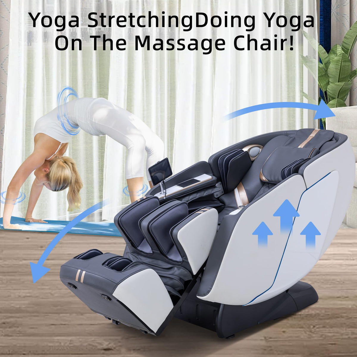 MassaMAX 4D Massage Chair - 2025 Full Body Massage Chair with Zero Gravity, Extended Footrest, SL Track, Yoga Stretch, Foot Rollers, and Heating Comfort with Mat & Cover (White)