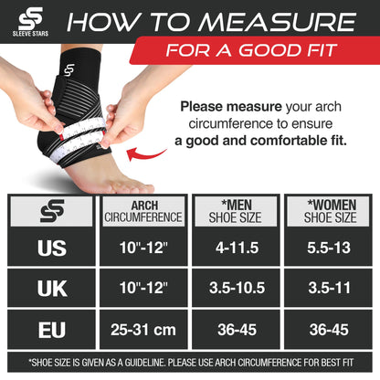Sleeve Stars Ankle Brace for Sprained Ankle, Plantar Fasciitis Relief Ankle Support for Women, Ankle Compression Sleeve w/ Strap (Single/Black)
