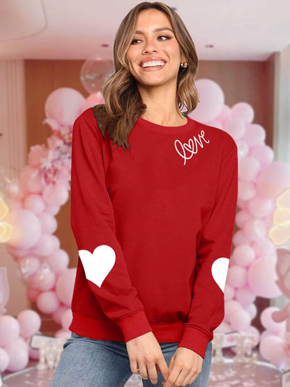 LHBNK Valentines Sweatshirt for Women Love Heart Shirts Funny Valentine Pullover Casual Long Sleeve Tops