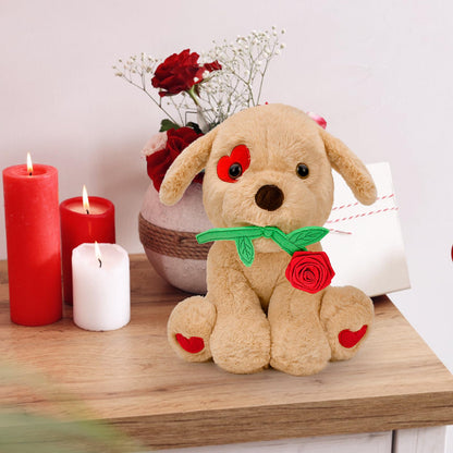 Valentines Day Gifts for Her: 10 inch Funny Cute Plush Dog with Rose for Wife Fiancée Girlfriend Women Mom Kids Naughty Valentine's Stuffed Animals Romantic Gifts for Birthday Wedding Anniversary Xmas