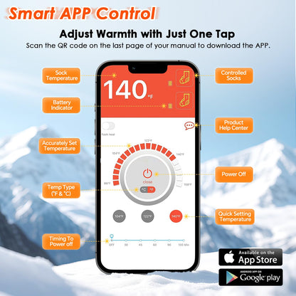 Heated Socks for Men Women with APP Control,8000mAh Upgraded Rechargeable Heated Socks Up to 13 Hours,Electric Heating Socks for Camping Fishing Cycling Skiing Skating Hunting Hiking
