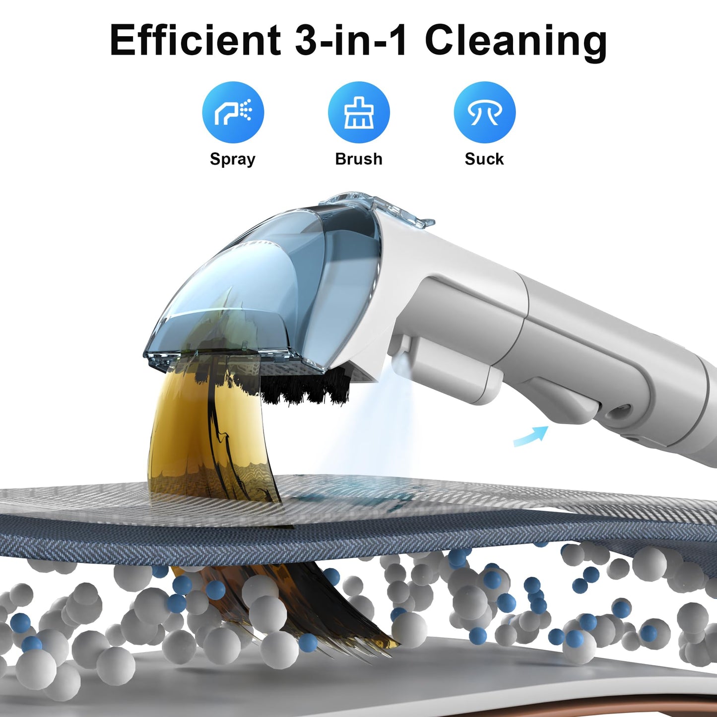 Rivenara Carpet Cleaner Machine Upholstery - 450W Shampooer Portable for Couch Rug Sofa Car Seat Furniture Fabric Wet Vacuum Spot Handheld Small Mini Car Water Aspiradora de Agua Deep Extractor Washer