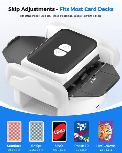 Automatic Card Shuffler for 1-2 Decks, One-Click Shuffling and Manual Mode, Portable Rechargeable (2600mAh) – Compatible with Poker, UNO, Bridge, Spades, Card Games for Adults & Family