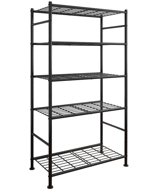 Sakugi Storage Shelves - 5 Tier Shelf Organizer, Heavy Duty Garage Shelving Unit with Leveling Feet, Stable Metal Shelves Organizer for Pantry, Kitchen and Closet, 33.0" W x 12.6" D x 72.0" H, Black