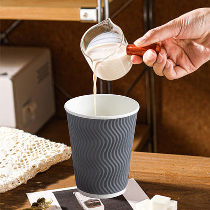 Clawsoff Coffee Cups 12 oz 120 Pack, Corrugated Insulated Ripple Wall Disposable Paper Coffee Cups 12oz, To Go for Hot Beverage or Cold Drinks Office/Home/Cafe/Party/Travel (Gray)