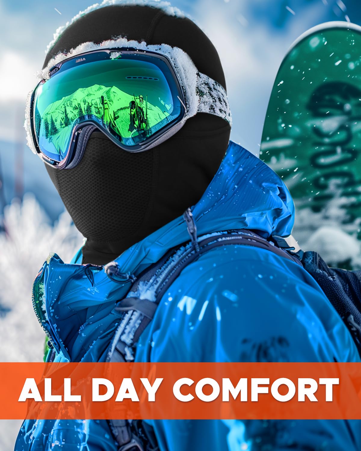 Balaclava Face Ski Mask with Movable Deisgn for Men Women-Fleece Winter Face Covering for Cold Weather Skiing Outdoor Work Black