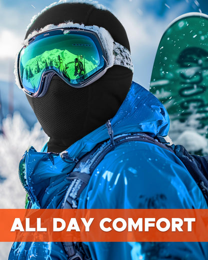 Balaclava Face Ski Mask with Movable Deisgn for Men Women-Fleece Winter Face Covering for Cold Weather Skiing Outdoor Work Black
