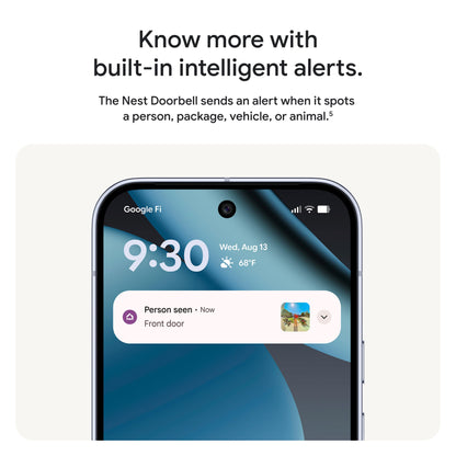 Google Nest Doorbell (Wired, 3rd Gen) - 2K Video and Gemini, Live View, Night Vision, 2-Way Audio - Works with Google Home - 2025 Model - Hazel