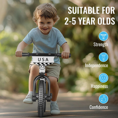 SEREED Toddler Balance Bike 2 Year Old, No Pedal Kids Bicycle Toys for 2-5 Years Old, Tool-Free Adjustment, Customize Plate with Stickers, Gift for 2-3 Boys Girls (White)