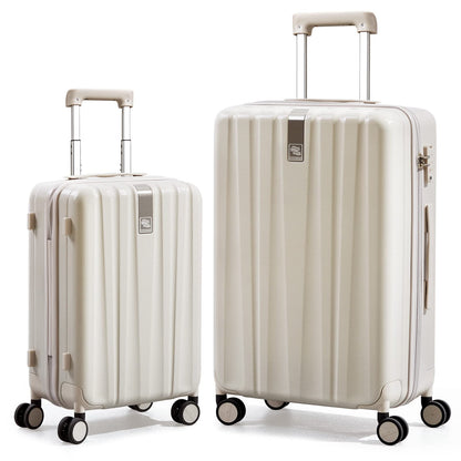Hanke Luggage Sets 2 piece Carry On Luggage with Wheels PC Hard Shell Suitcases Lightweight Checked Travel Luggage Large Travel Suitcase Woman Men 20/29 Inch(Ivory White)