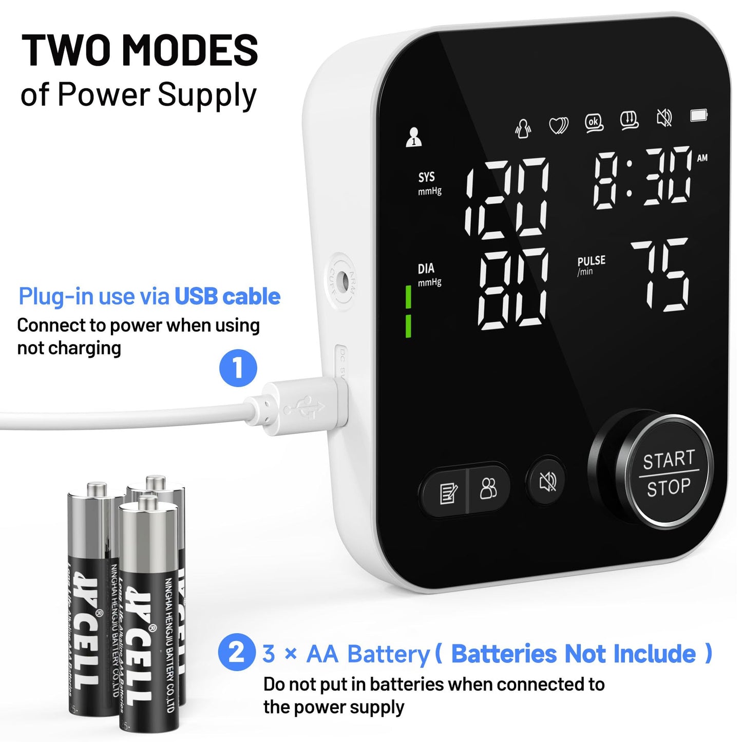 Blood Pressure Monitor Upper Arm Monitors for Home Use Adjustable 8.7"-16.5" Cuff LED Display 2x120 Memory Intelligent Voice Portable Machine with Storage Bag