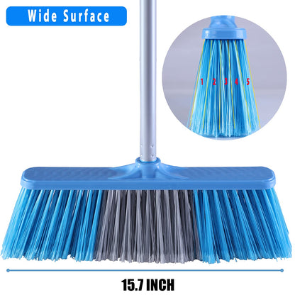 YONILL Indoor Outdoor Broom with Long Handle, 53" Angle Brooms for Floor Cleaning Sweeping Broom for Garage, Patio, Garden, House and Kitchen