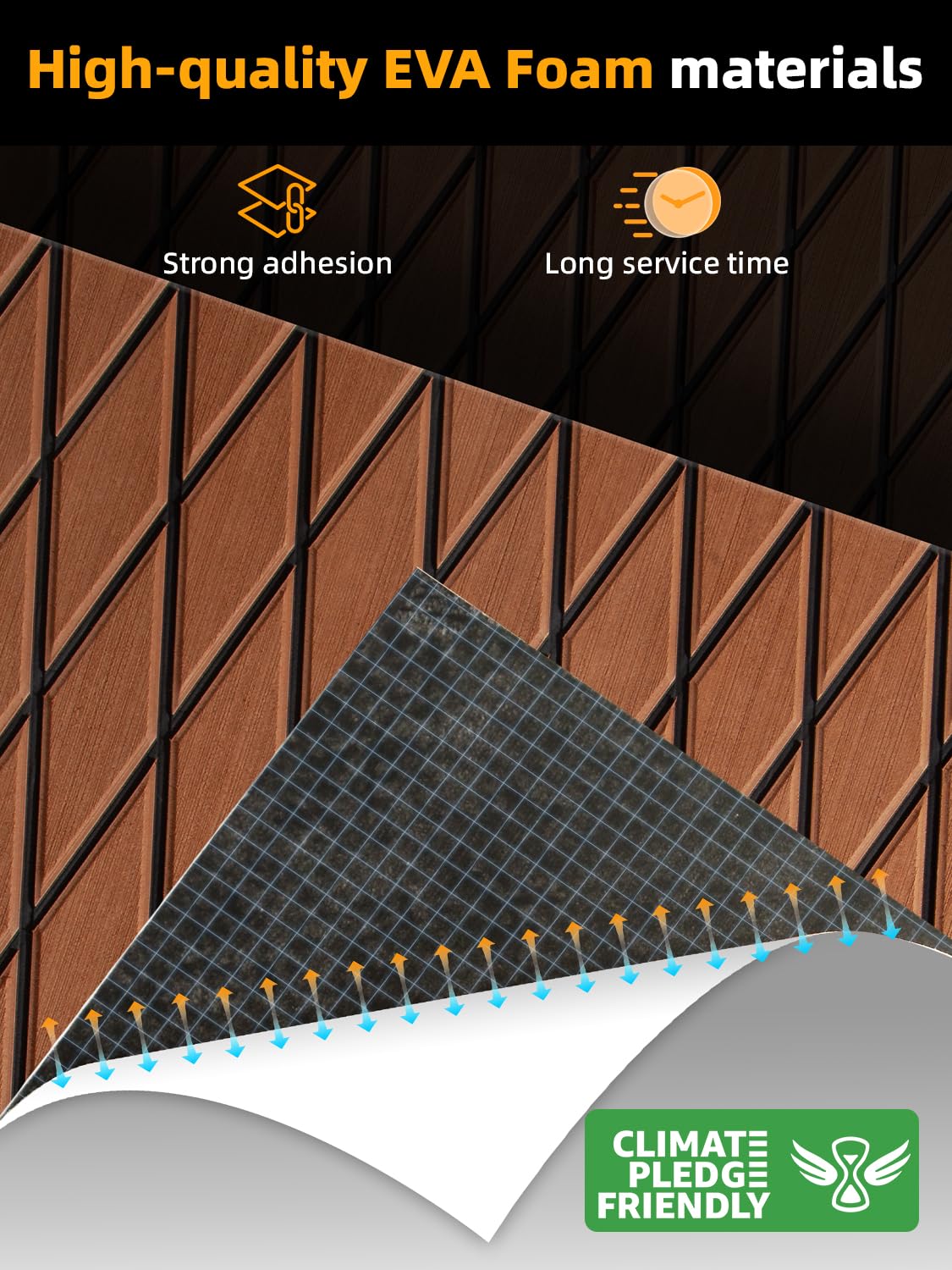 FOCEAN Boat Flooring EVA Foam Boat Decking Marine Mat Non-Slip Self-Adhesive Flooring Sheet for Motorboat Kayak Surfboard Garden Swimming Pools, 94.5''x 15.7'', Brown with Black Lines