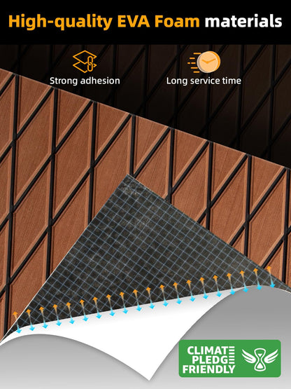 FOCEAN Boat Flooring EVA Foam Boat Decking Marine Mat Non-Slip Self-Adhesive Flooring Sheet for Motorboat Kayak Surfboard Garden Swimming Pools, 94.5''x 15.7'', Brown with Black Lines