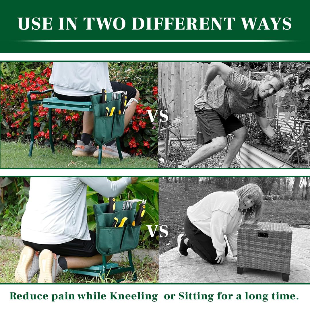 Garden Kneeler and Seat, Foldable Garden Stool Heavy Duty Gardening Bench for Kneeling and Sitting to Prevent Knee & Back Pain, Gardening Gifts for Women, Grandparents, Seniors, Mom & Dad