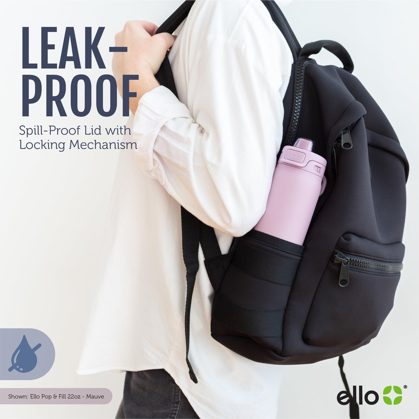 Ello Pop & Fill 32oz Stainless Steel Water Bottle with Quick Fill Technology, Double Walled and Vacuum Insulated Metal, Leak Proof Locking Lid, Sip and Chug, Reusable, BPA Free, Aurora