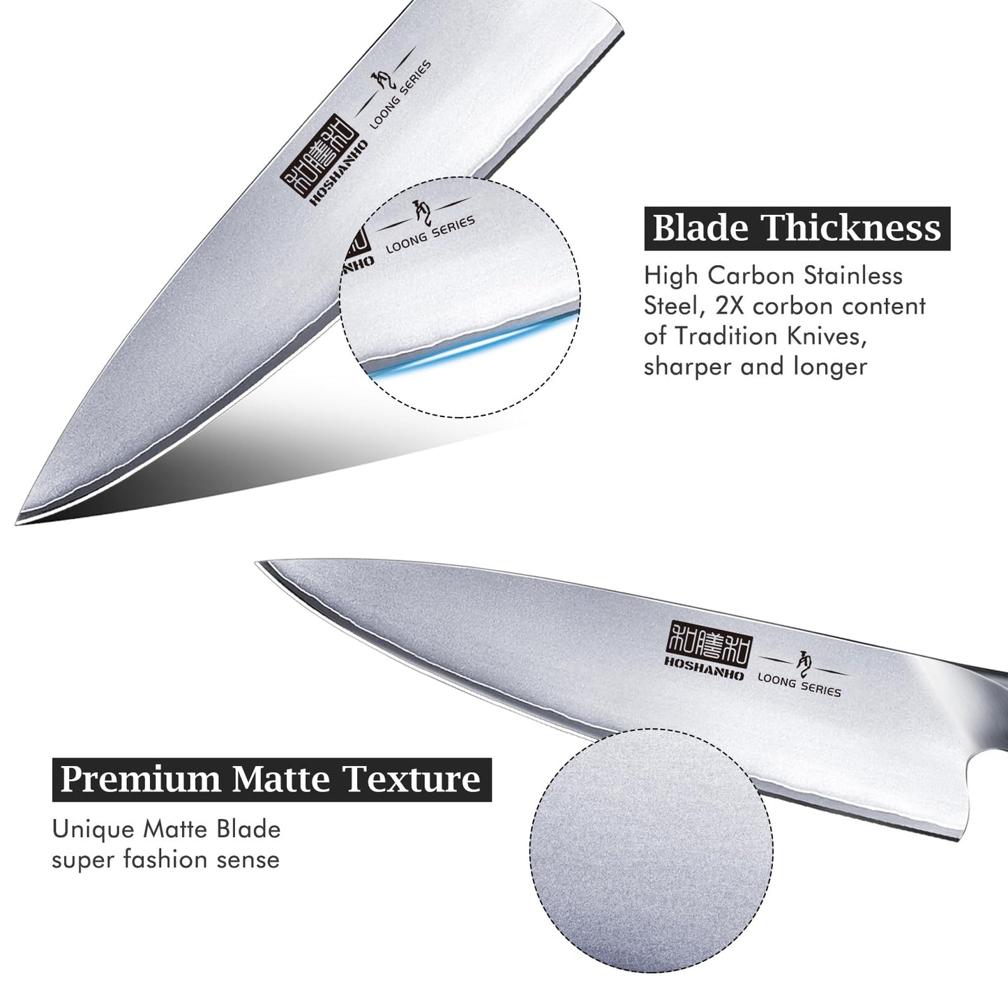 HOSHANHO Kitchen Knife in Japanese High Carbon Steel, Professional High-Class Chef's Knife 8 inch, Non-slip Ultra Sharp Cooking Knives with Ergonomic Handle