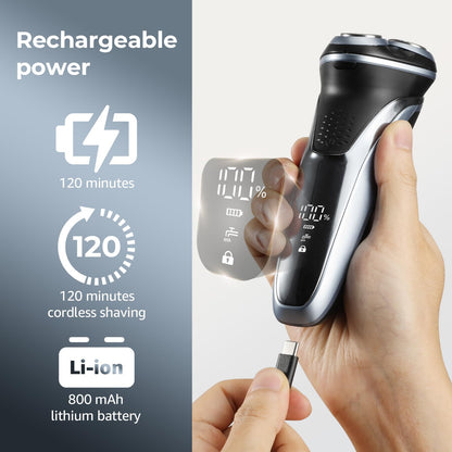 GDKLXL Rechargeable Electric Razor for Men: IPX7 Waterproof Shaver - 4D Flex Precision Blades with Pop-Up Trimmer - 1.5H Fast Charge - Gentle on Sensitive Skin, Travel-Friendly